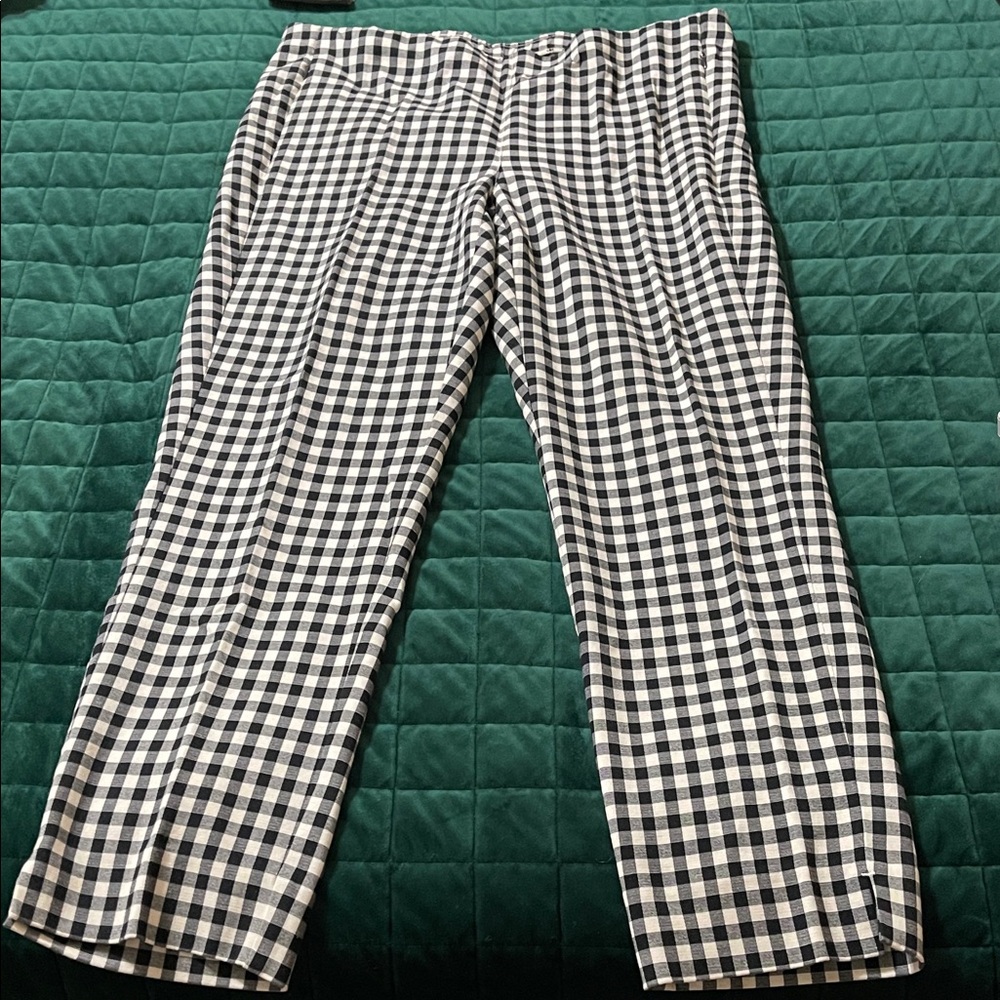 J. Jill Black and White Checkered Straight Leg Pants